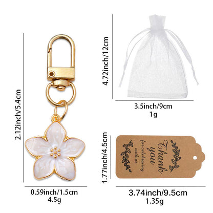 Colorful Oil Necklace Pearlescent Five Petal Flower Cherry Blossom Keychain Bag Pendant