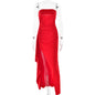 Strapless Split Long Dress Summer Fashion Pleated Bridesmaid Dress For Womens Party Wedding Clothing