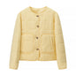 Autumn Women Clothing Yellow Quilted Cotton Plaid Cotton Clothing Cotton Coat