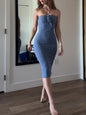 Haze Blue Tube Top Knitted Bodycon Dress