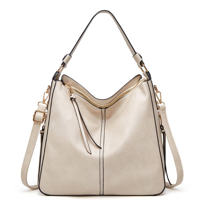 Hobos Zipper Bucket Bags With Adjustable Shoulder-strap Handbags Temperament High Capacity Messenger Shoulder Bag For Women