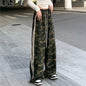 Striped Three-bar Color-block Camouflage Casual Draped Dance Sport Floor-length Trousers