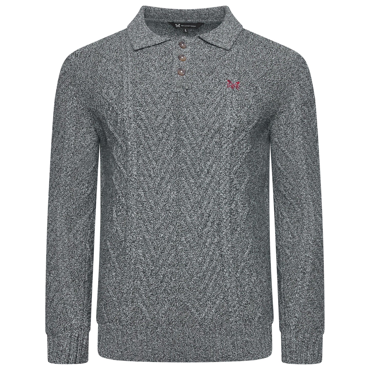 Crew Clothing Company Cable Knit Button Neck Jumper