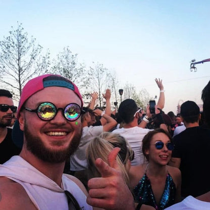 Kaleidoscope Glasses – Trippy Rave & Festival Glasses with Whirlpool Lenses (Clear)