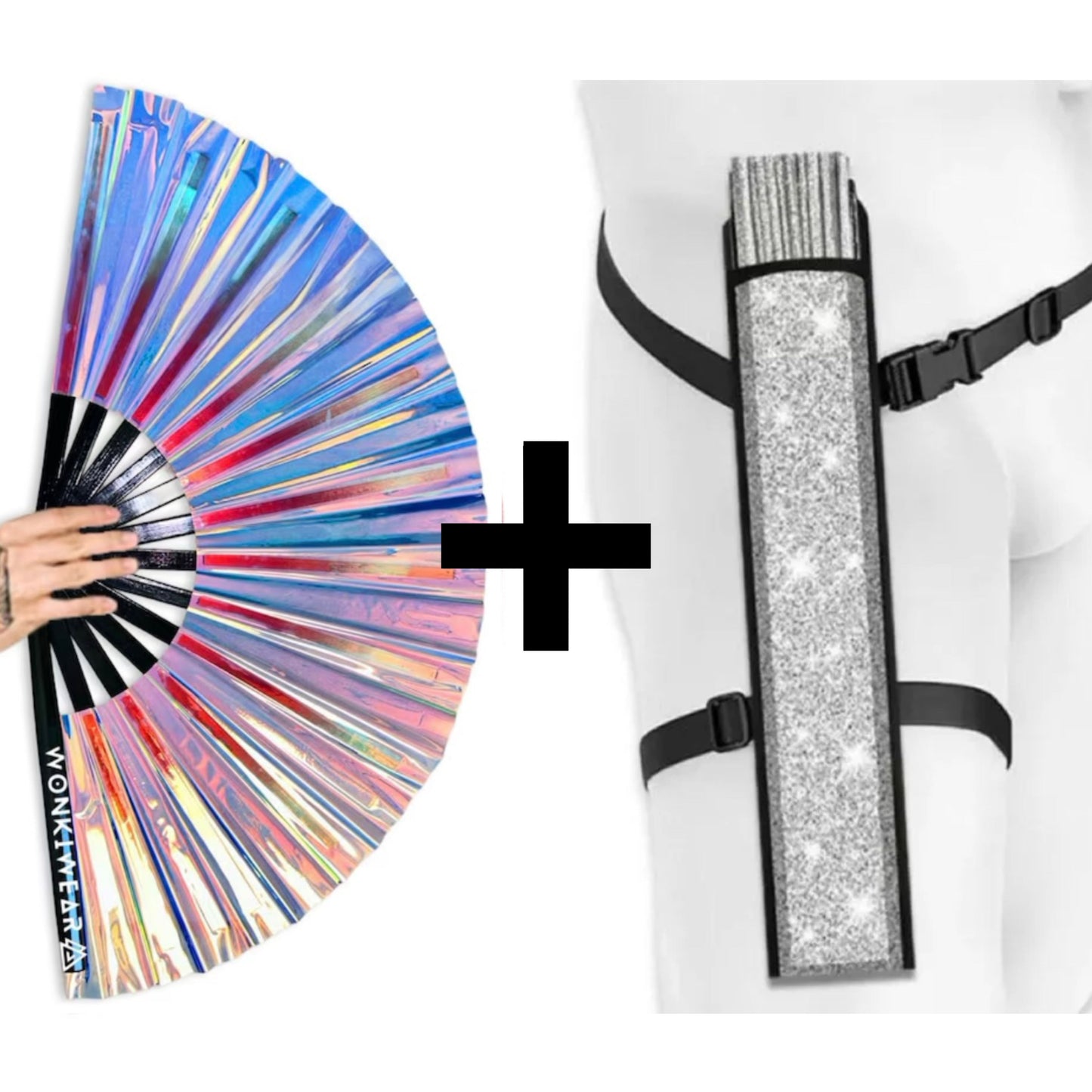 Mermaid Wishes Iridescent Festival Fan (Pearlescent Reverse)