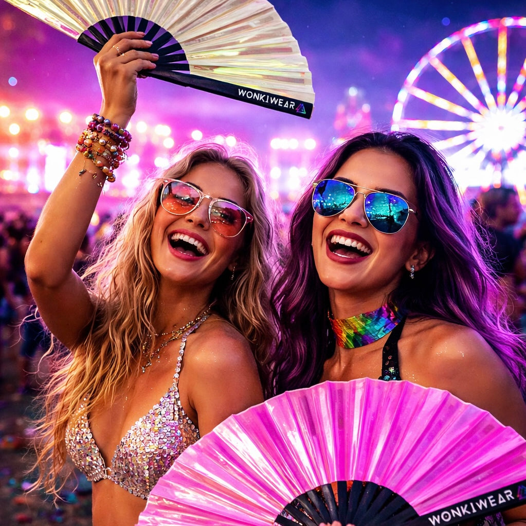 Pearlescent Iridescent Festival Fan (XL Rave Fan UK)