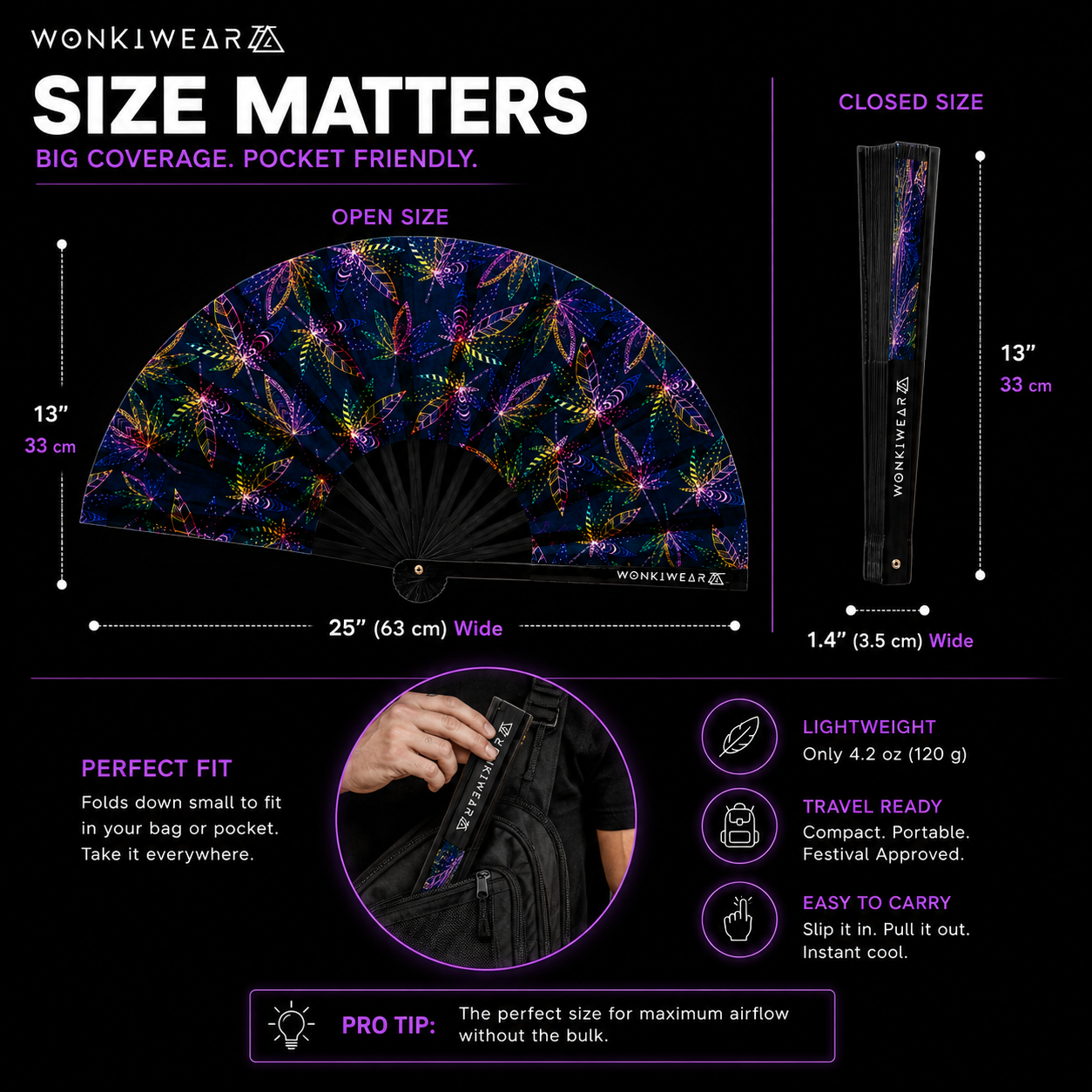 XL Festival Fan - UV Reactive, Mary Jane