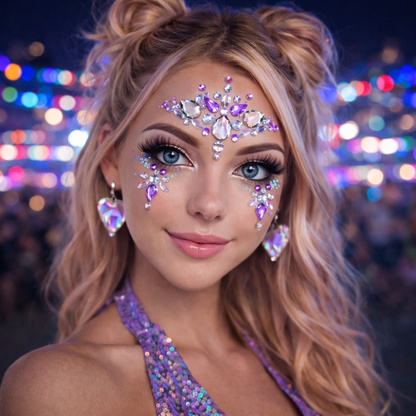 Pink Lilac Festival Face Jewels – Self Adhesive Rave Gems (Maia)