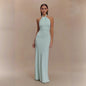 Ins Bodycon Halter Dress Sexy Backless Slim Fit Waist Slimming Maxi Dresses Prom Party Club Clothing For Women