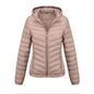 Women's Solid-Color Zippered Hooded Winter Coat Jacket Casual