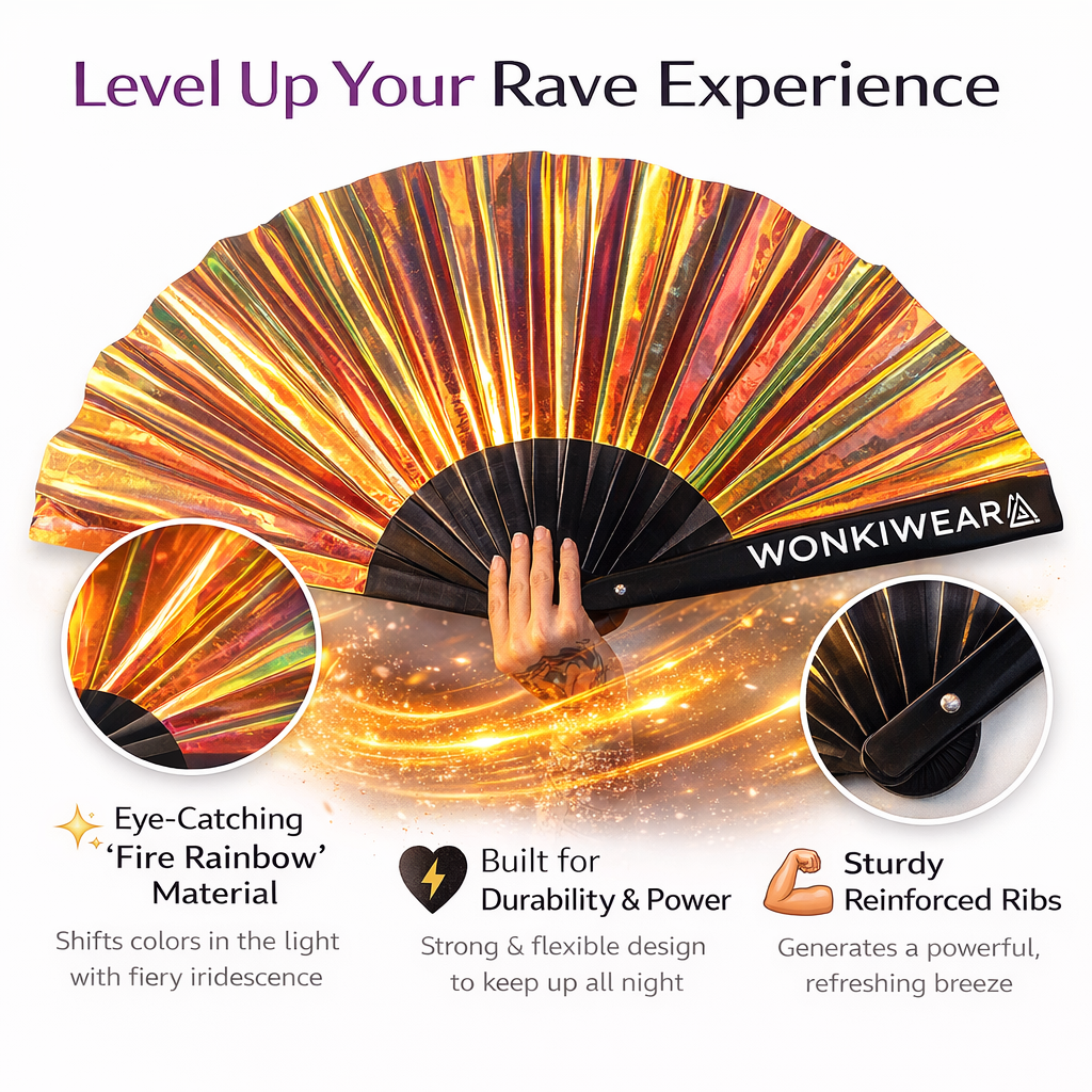 Unicorn Dreams Iridescent Festival Fan (XL Rave Fan UK)