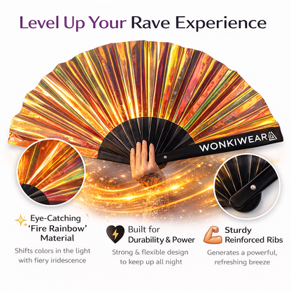 Unicorn Dreams Iridescent Festival Fan (XL Rave Fan UK)