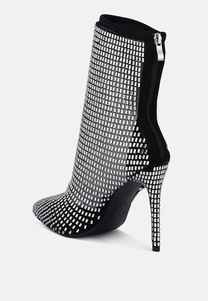 Fortunate Rhinestones Embellished Mesh Boots