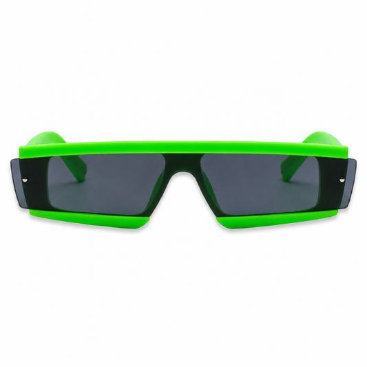 Futuristic Neon Green Rave Sunglasses – Cyber Festival Glasses