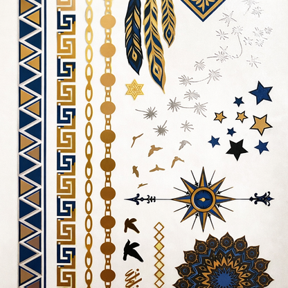 Gazing Eye Temporary Tattoos – Metallic Gold, Silver & Navy | Festival & Rave Face Art