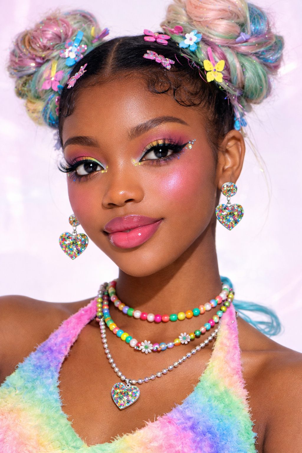 Glitter Heart Earrings UK – Colourful Confetti Drop Earrings (Festival & Rave Accessories)