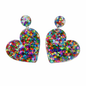Glitter Heart Earrings UK – Colourful Confetti Drop Earrings (Festival & Rave Accessories)