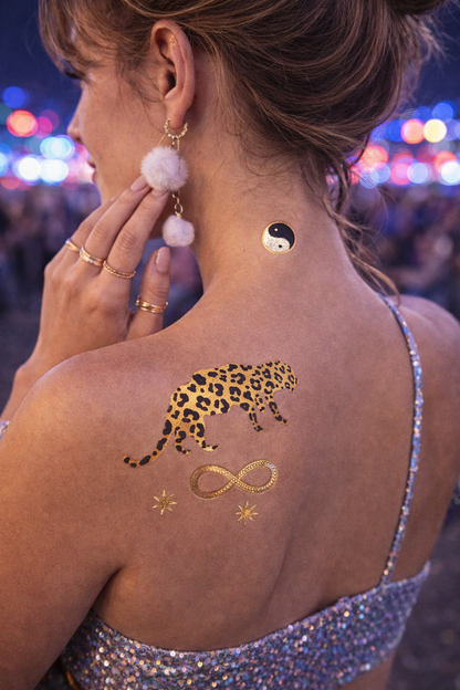 Kundalini Temporary Tattoos – Metallic Gold & Black | Bold Festival & Rave Face Art