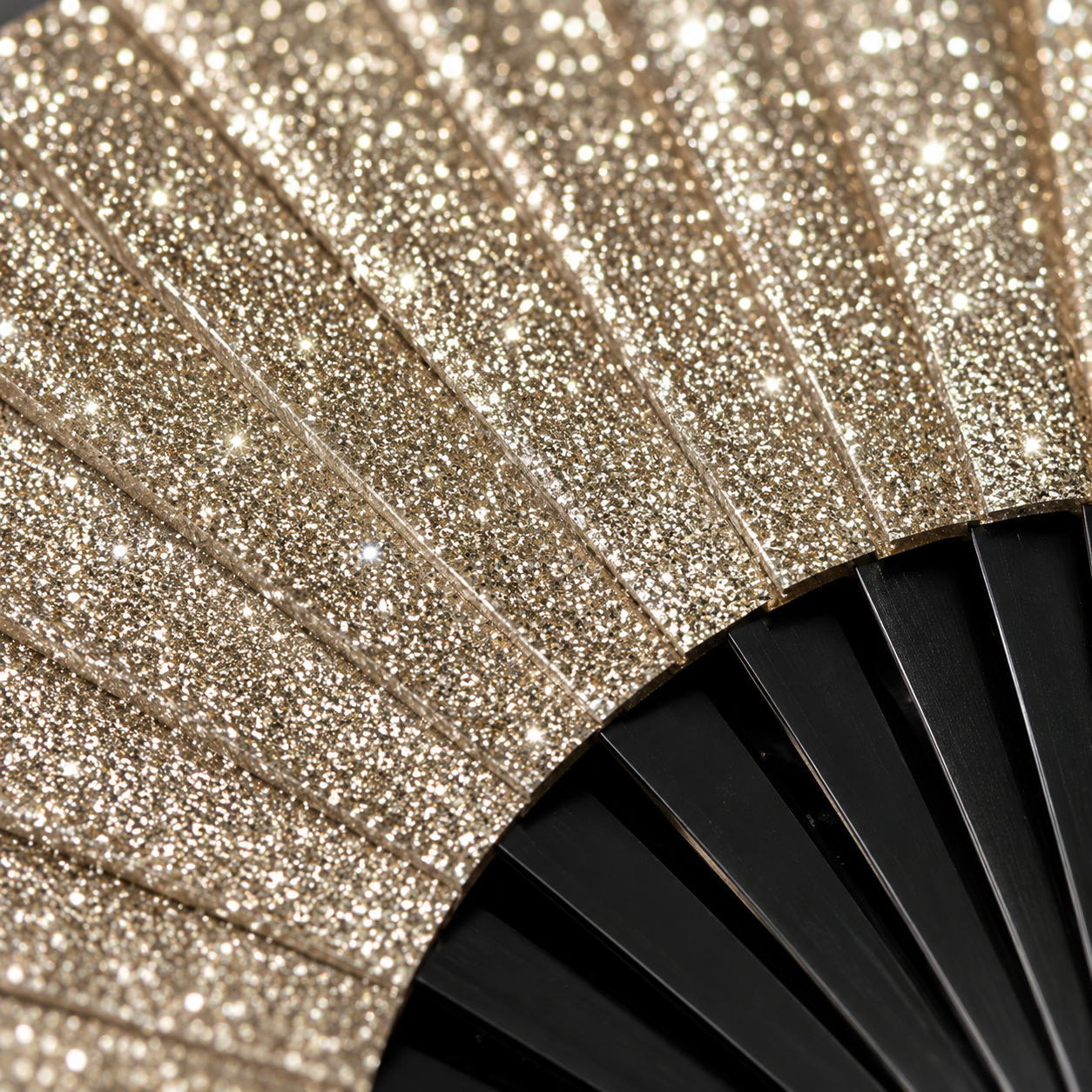 Gold Glitter Festival Fan with Matching Leg Holster | XL & Medium