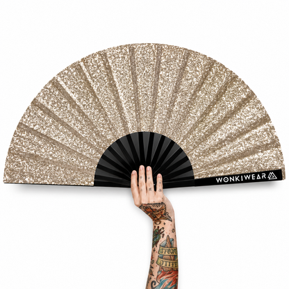 Gold Glitter Festival Fan with Matching Leg Holster | XL & Medium