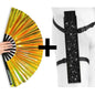 Yellow Golden Goddess Iridescent Festival Fan (XL Rave Fan UK)