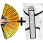 Yellow Golden Goddess Iridescent Festival Fan (XL Rave Fan UK)