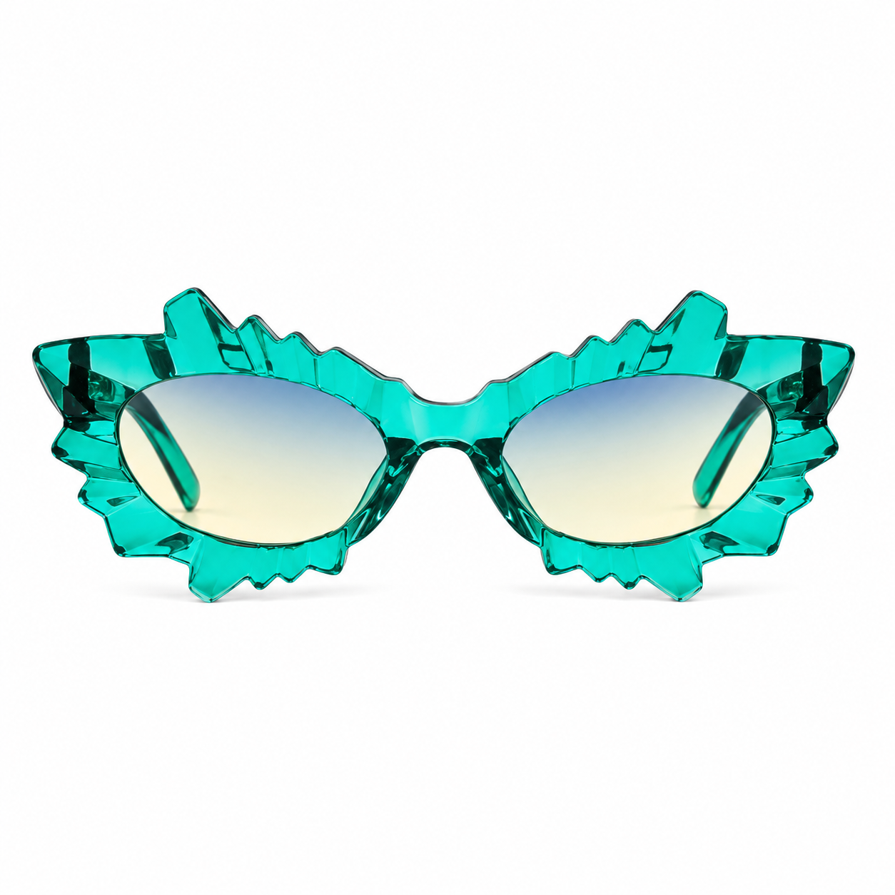 Green Irregular Cat Eye Sunglasses – Statement Festival Glasses