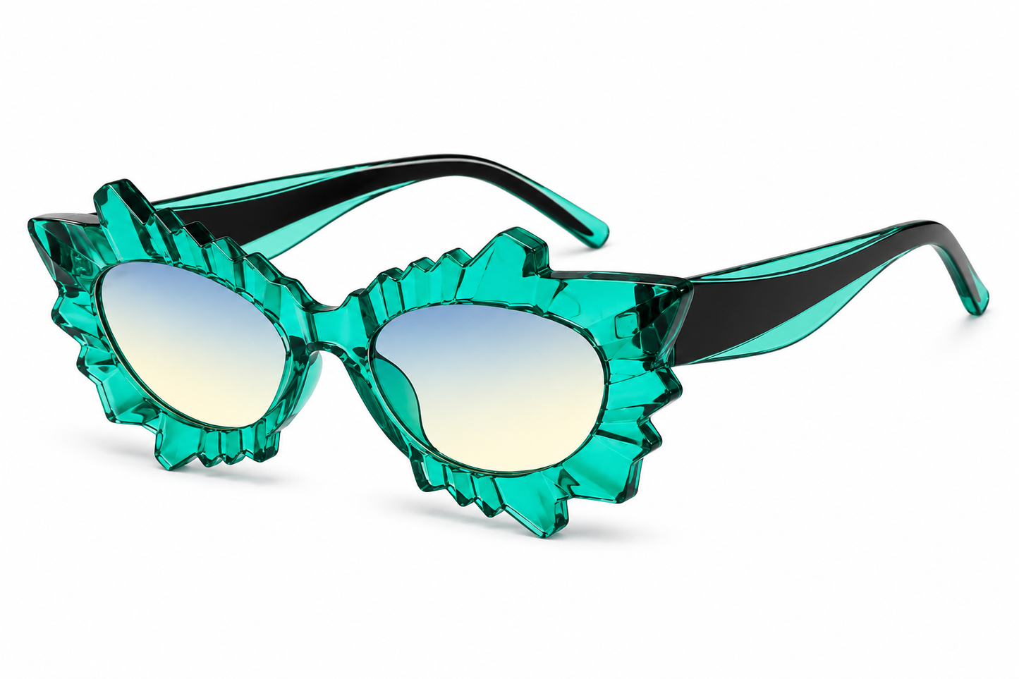 Green Irregular Cat Eye Sunglasses – Statement Festival Glasses