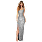 Halter Neck Sweet & Spicy Split Sequin Dress - Backless Long Evening Gown, Various Colors