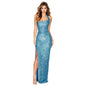 Halter Neck Sweet & Spicy Split Sequin Dress - Backless Long Evening Gown, Various Colors