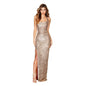Halter Neck Sweet & Spicy Split Sequin Dress - Backless Long Evening Gown, Various Colors