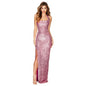 Halter Neck Sweet & Spicy Split Sequin Dress - Backless Long Evening Gown, Various Colors