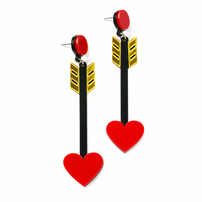 Heart Arrow Earrings UK – Red Statement Drop Earrings (Valentine & Festival Jewellery)