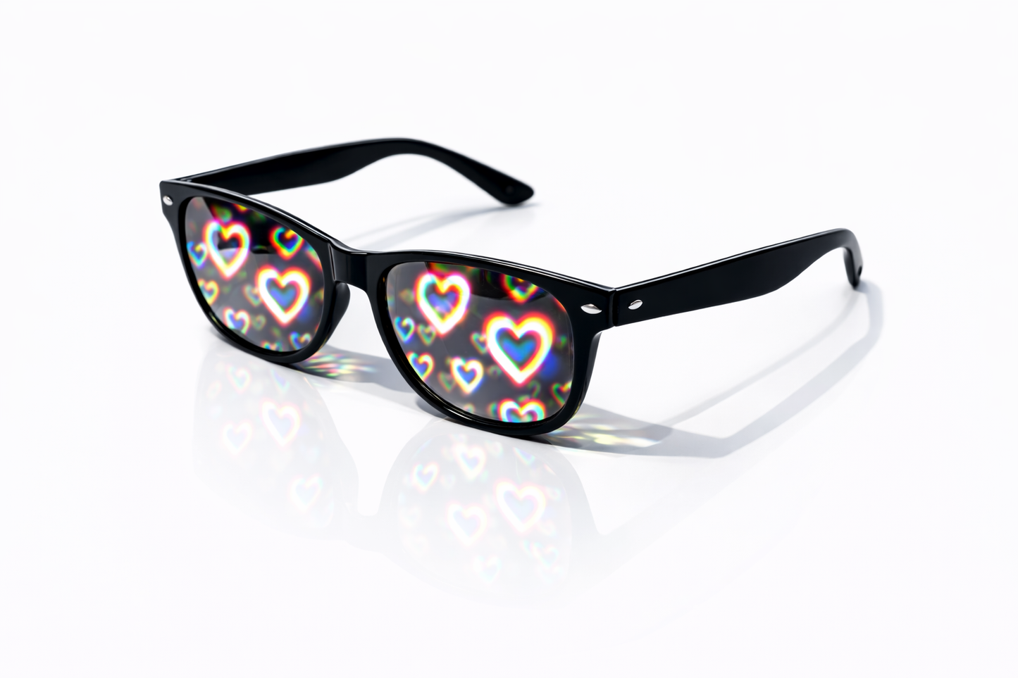 Heart Effect Diffraction Glasses – Trippy Festival Rave Love Light Glasses (Black Frame)
