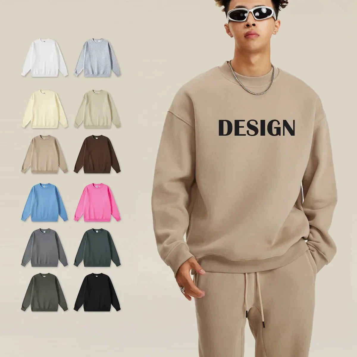 High Quality Crewneck Sweatshirt - Unisex Heavyweight Cotton for Autumn Style
