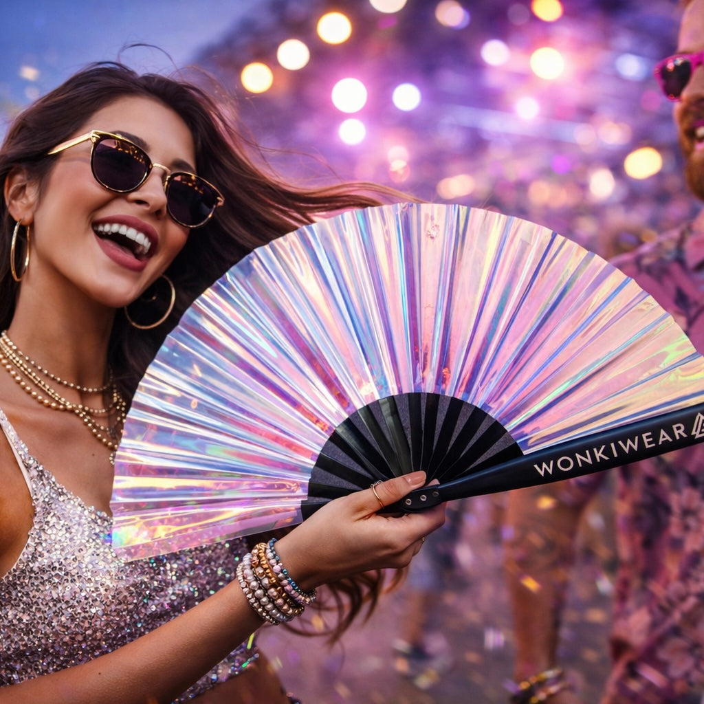 Mermaid Wishes Iridescent Festival Fan (Pearlescent Reverse)
