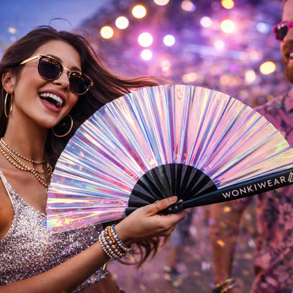 Mermaid Wishes Iridescent Festival Fan (Pearlescent Reverse)