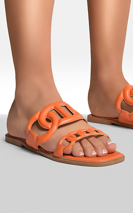 Comfortable Flat Sandals with Double Leather Chain For Women