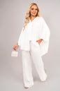Button Down Long Sleeve Shirt and Wide Leg Trousers Co-ord Set