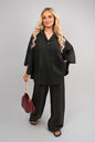 Button Down Long Sleeve Shirt and Wide Leg Trousers Co-ord Set