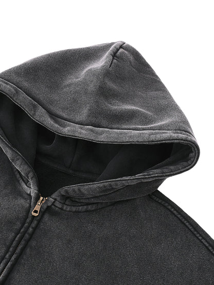 BRACE Zip-Through Boxy Fleece Hoodie