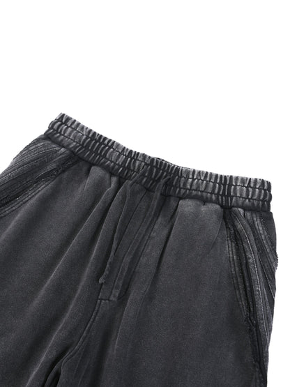 Snow Washed Sweatpants - Raw Edge Tape Detail Gym Joggers | BRACE