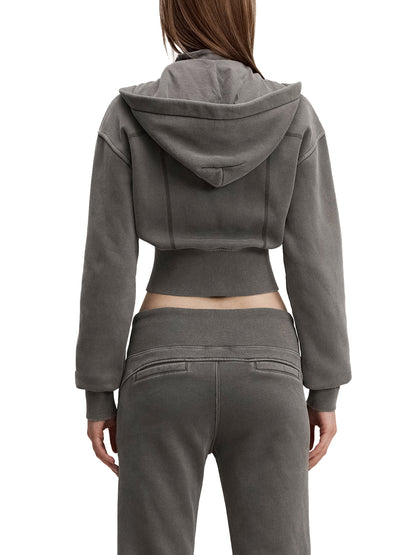 Cropped Fleece Hoodie - Vintage Washed Gym Hoodie | BRACE