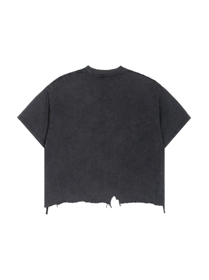 Vintage Wash Boxy T-Shirt - Distressed Hem Gym Tee | BRACE