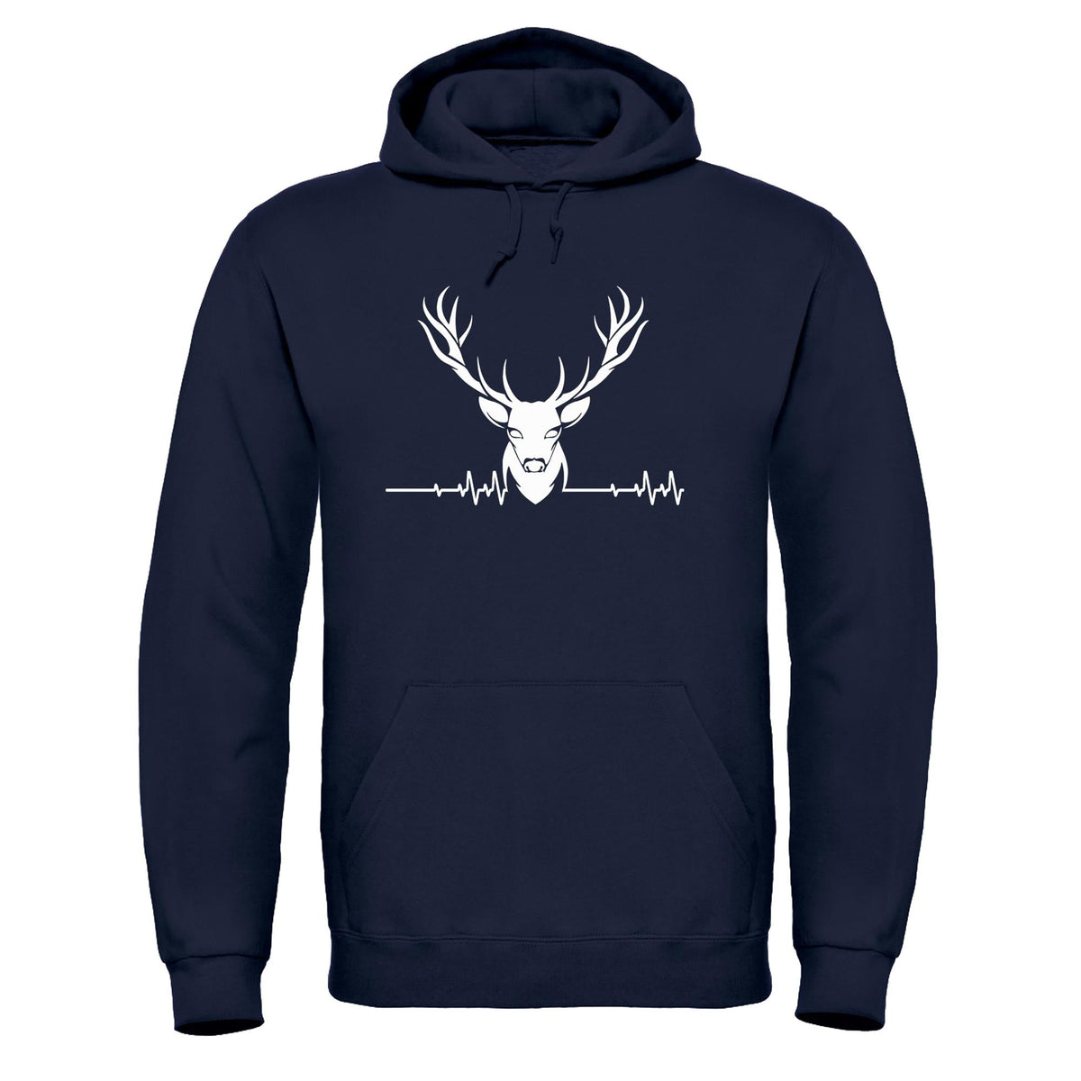 Adults Printed Stag ECG Logo Hooded Top