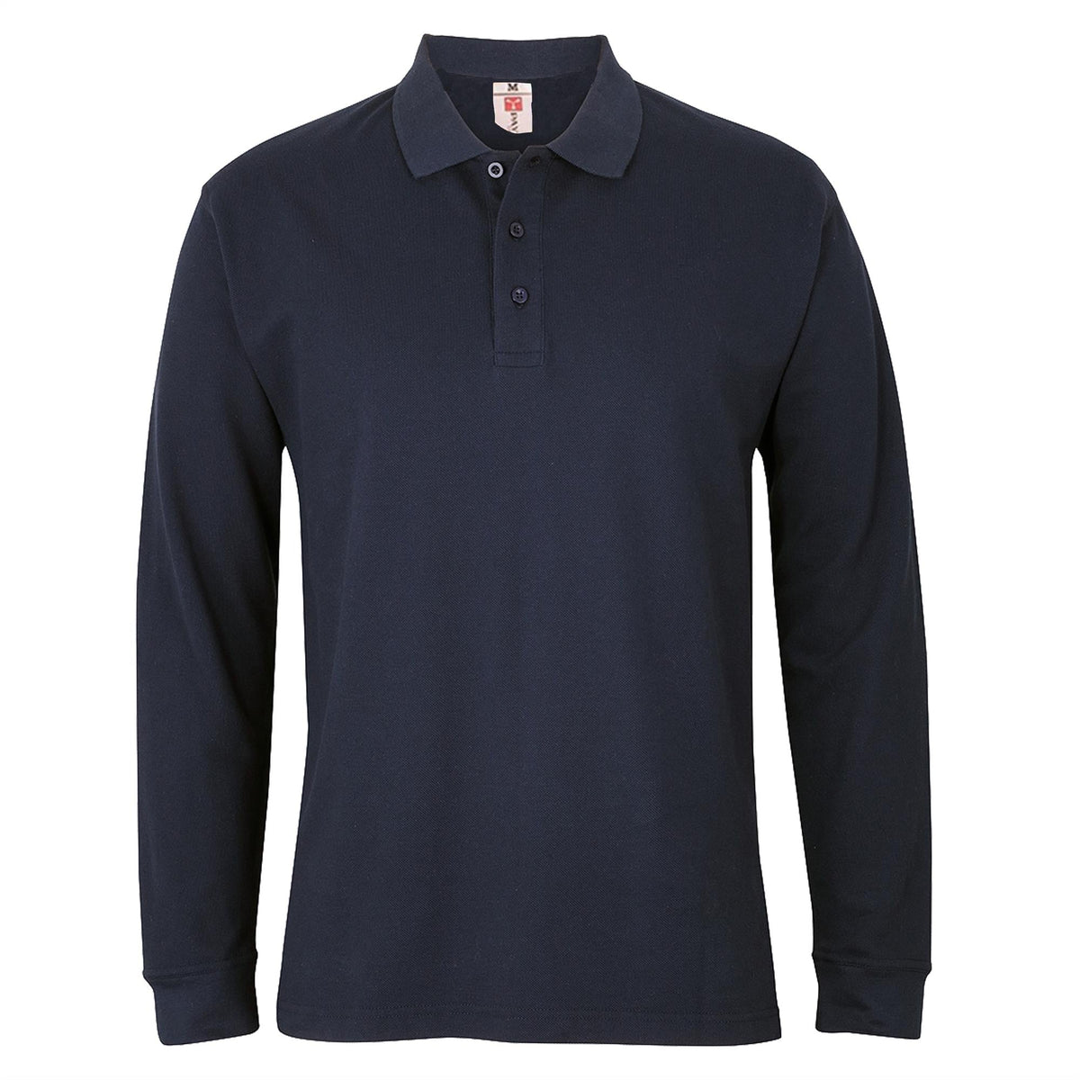 Mens Plain Long Sleeve Button Down Classic Cotton Polo Shirt