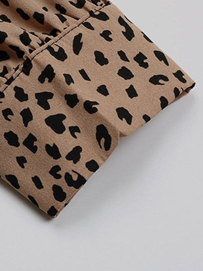 Women's Commuter Leopard Print Tie Shirt