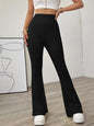 Women's Solid Color High Waist Flare Knit Pants