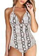 Women's Plunge Halter One-piece Swimsuit