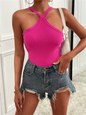 Women's Solid Color Cross Neck Tank Top